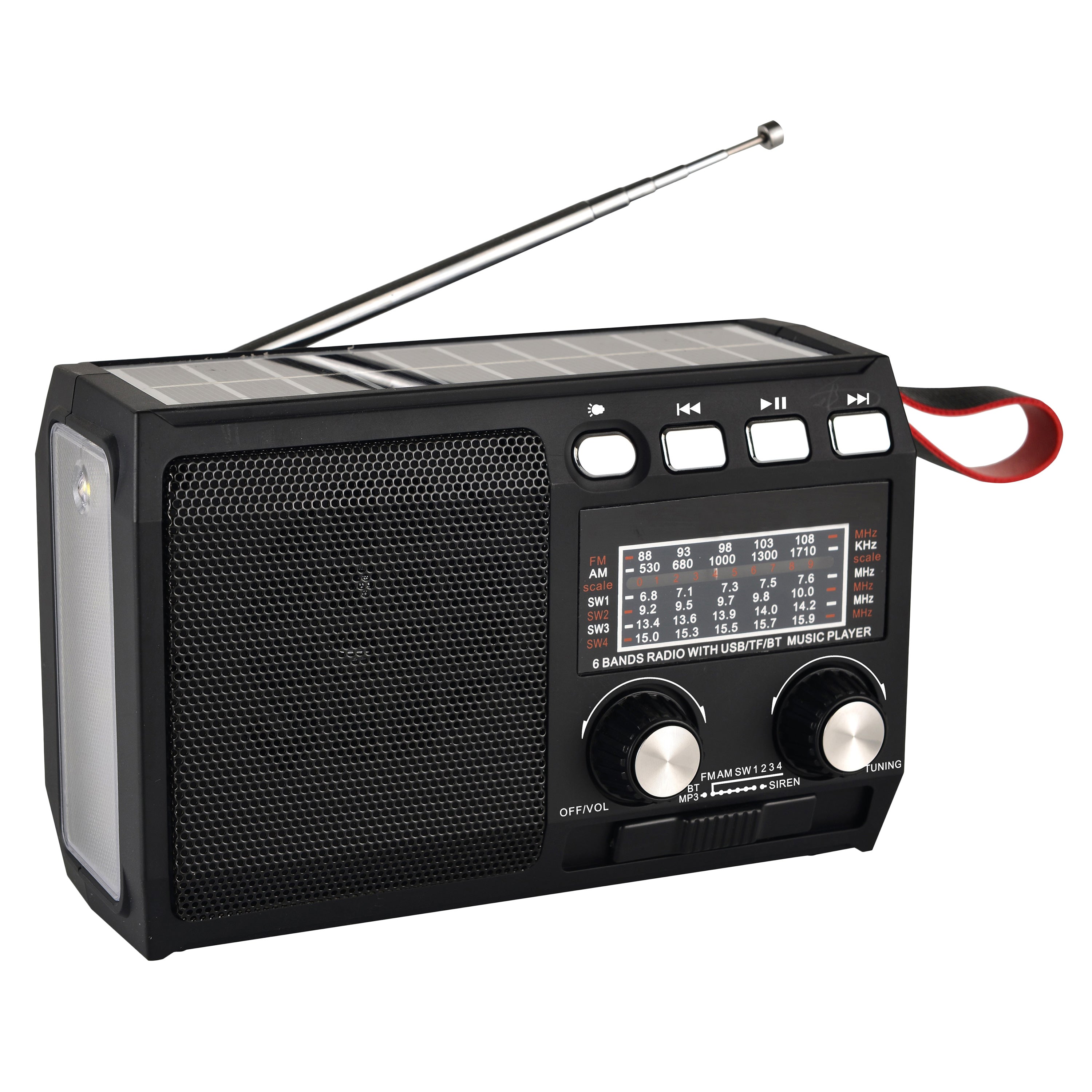 (FIXO)RADIO SOLAR AM/FM ROJO USB/TF LINT BAT 600W