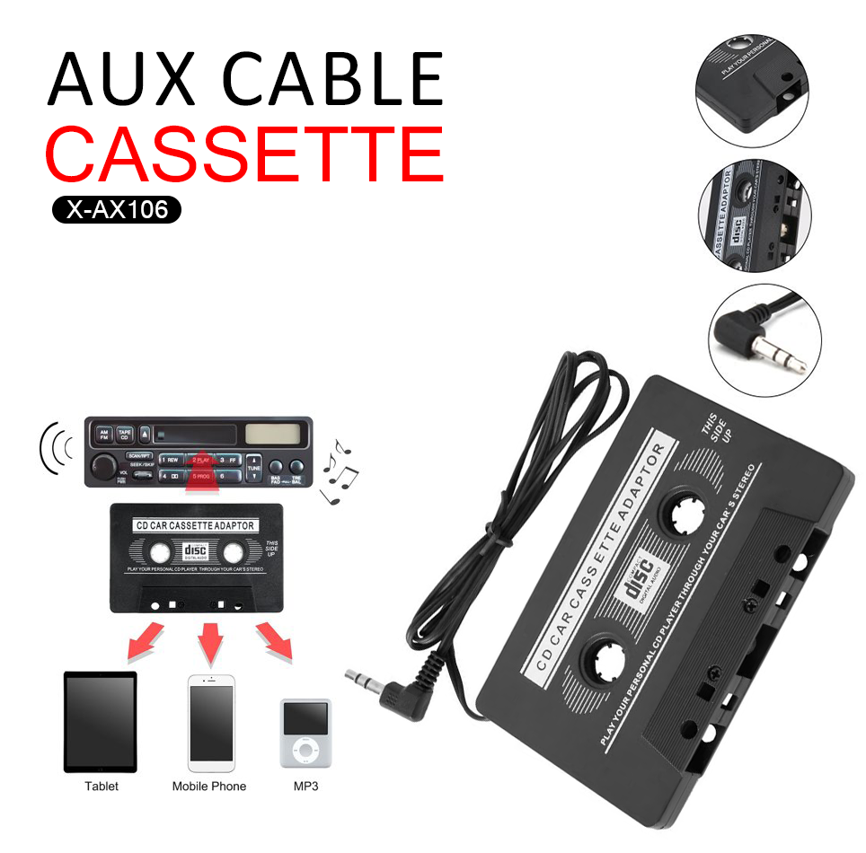 Universal Cassette Bluetooth 5.0 Audio Car Tape Aux Stereo Adapter with Mic  for Phone MP3 AUX Cable CD Player 