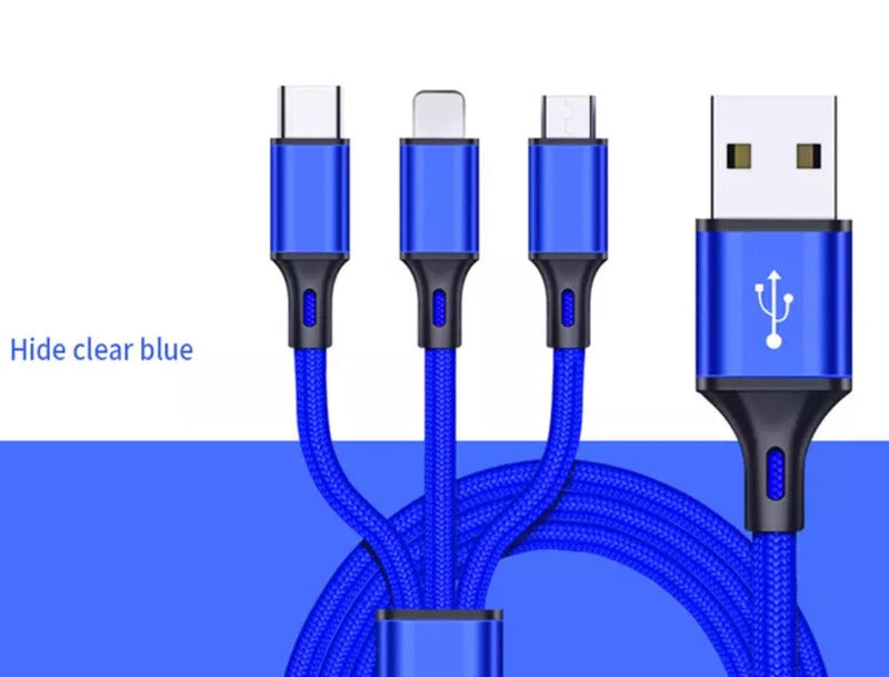 3 in 1 data cable with lightning port, Type C and Micro usb - All in one