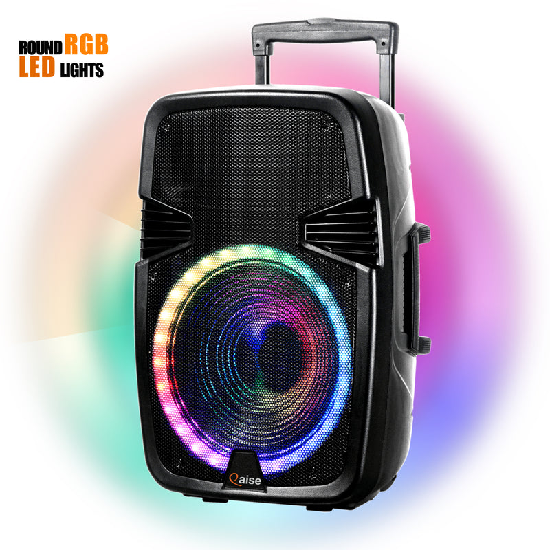 5000 WATTS Peak power Rechargeable bluetooth karaoke speaker with wireless MIC + LED lights