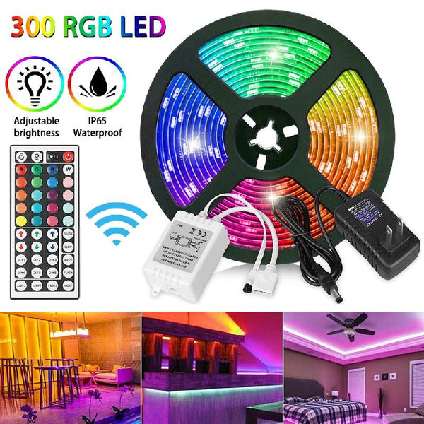 bluetooth 5M 16.4ft RGB 5050 LED Strip light SMD Tape 44 Key Remote 12V 4A Power Full Kit