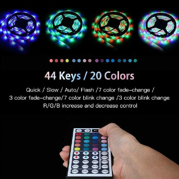 bluetooth 5M 16.4ft RGB 5050 LED Strip light SMD Tape 44 Key Remote 12V 4A Power Full Kit