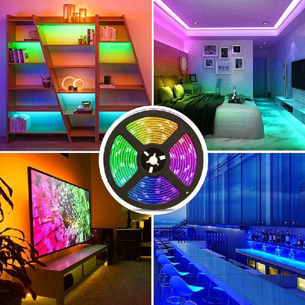 bluetooth 5M 16.4ft RGB 5050 LED Strip light SMD Tape 44 Key Remote 12V 4A Power Full Kit