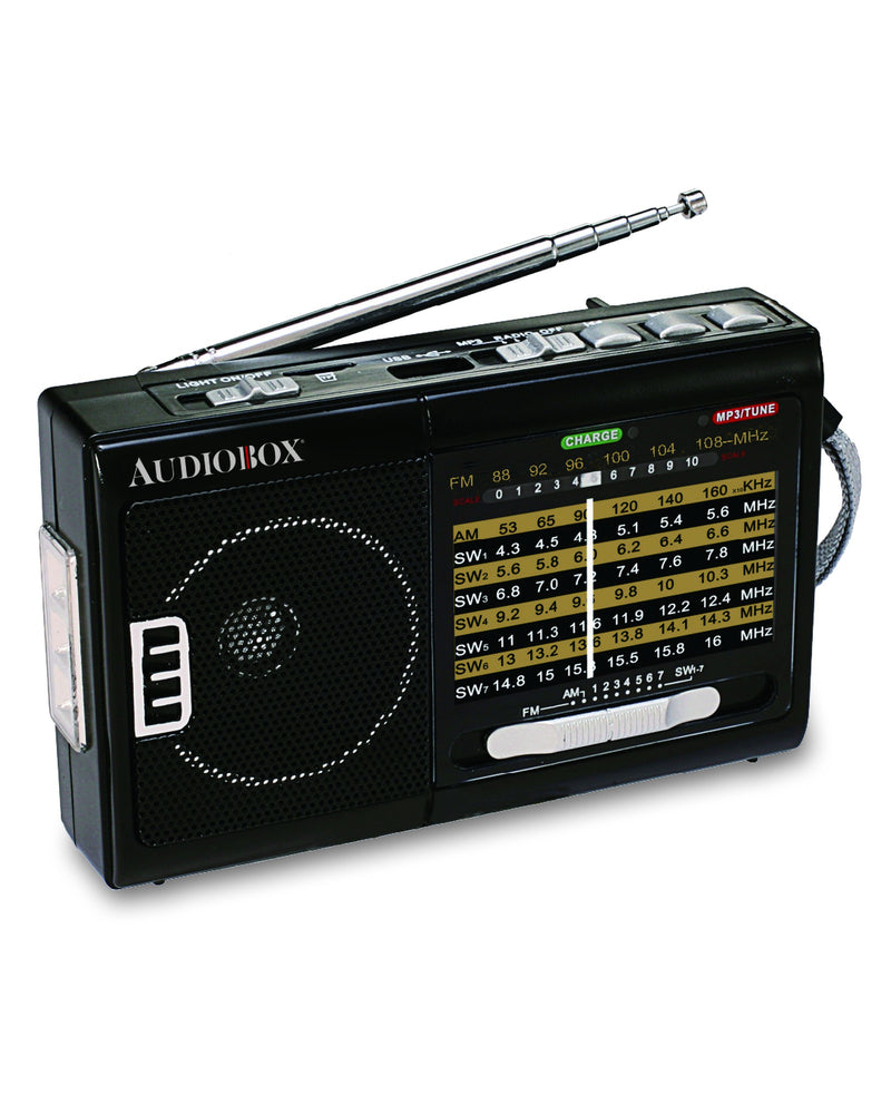 Portable AM/FM/SW radio with flash light