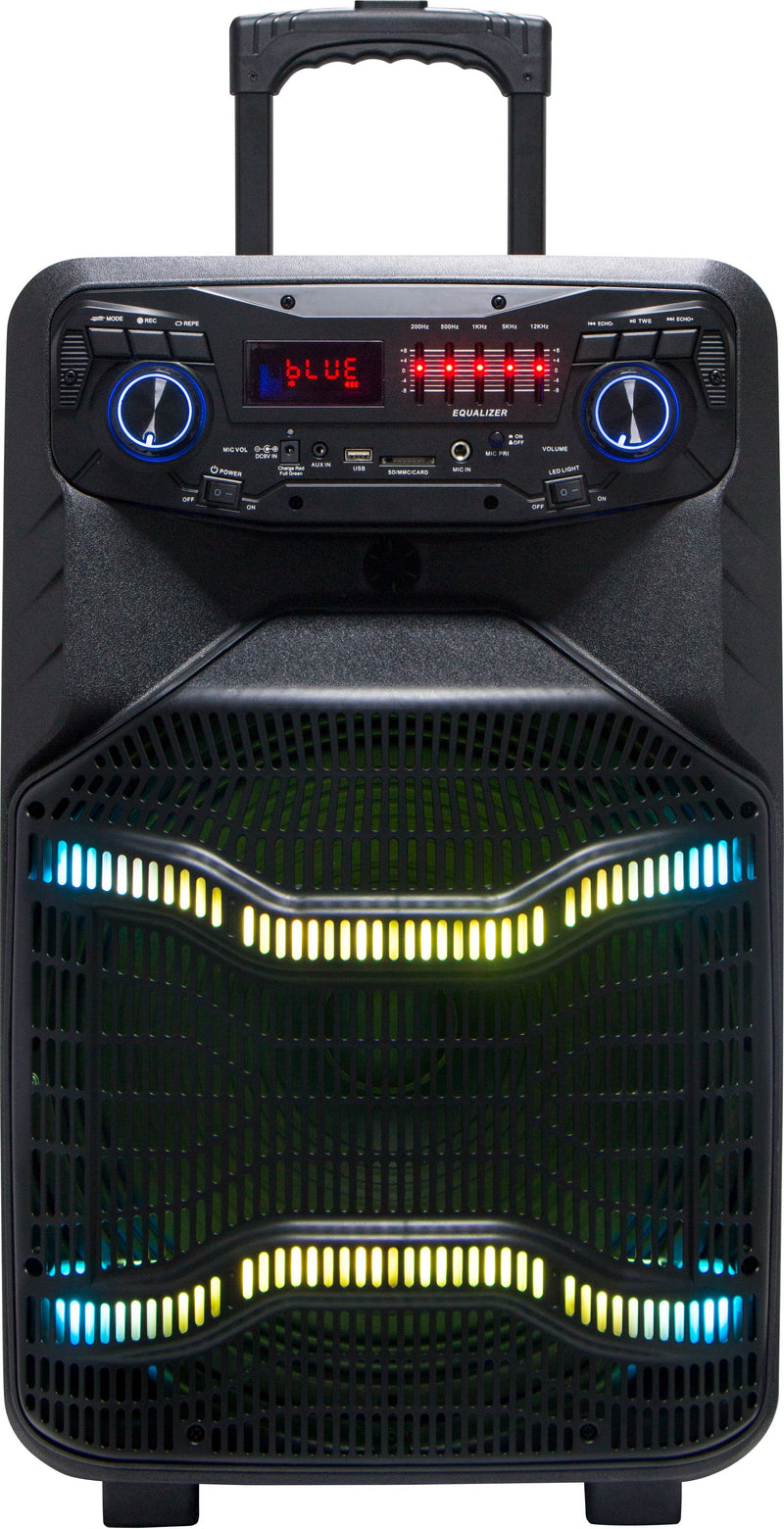 SB-1502 SonicBoomer X Fiesta Bluetooth Party box speaker, 15" Woofer, Karaoke, LED Lights, FM Radio, Mic, Remote Control