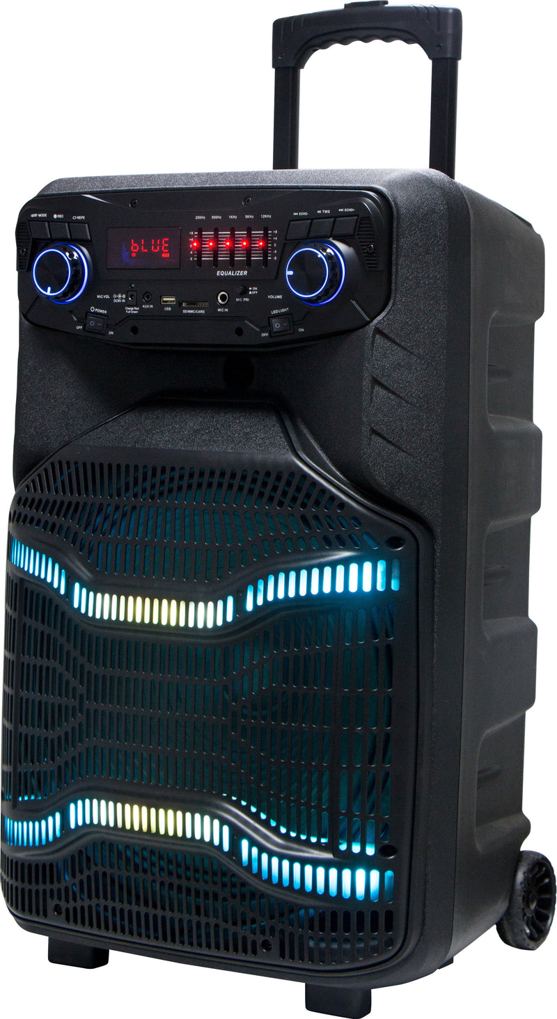 SB-1502 SonicBoomer X Fiesta Bluetooth Party box speaker, 15" Woofer, Karaoke, LED Lights, FM Radio, Mic, Remote Control