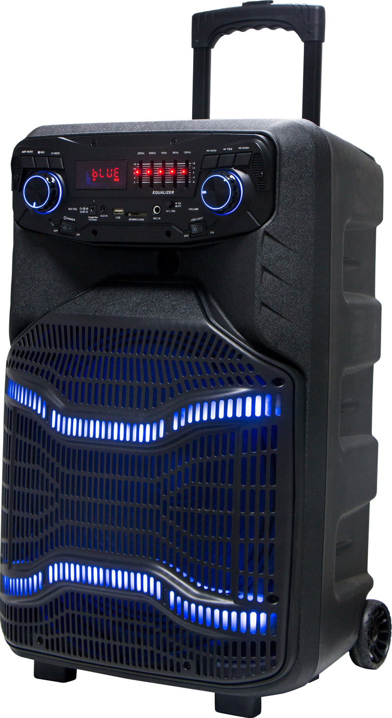 SB-1502 SonicBoomer X Fiesta Bluetooth Party box speaker, 15" Woofer, Karaoke, LED Lights, FM Radio, Mic, Remote Control