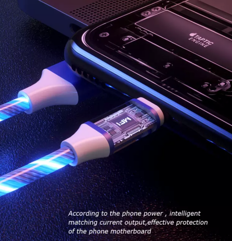 3 in 1 data cable with LED lights. charge 3 devices at the same time; Lightning, micro, and type C