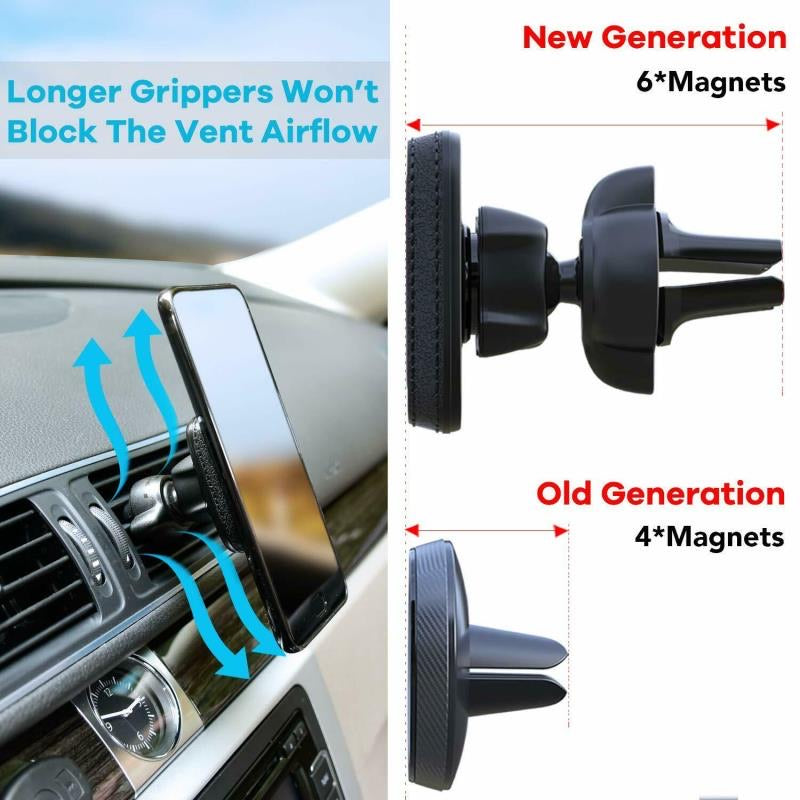 Magnetic Car Phone Holder Mount for Air Vent [6 Strong Built-in Magnets] Anti-Shake Cell Phone Vent Mount